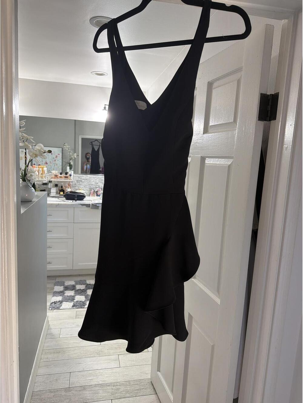 Amanda Uprichard Black Cross-Back Mini Dress